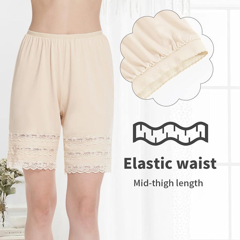 MANCYFIT Half Slip Shorts Culotte for Women Split Skirt Lace Pettipants Snip 7-9â€ Inseam Nude XX-Large - Image 3